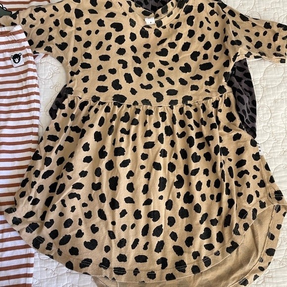 Huxbaby Girls Sz 4 Leopard Print Dress Organic Cotton Designer Retail $50 - Picture 3 of 4